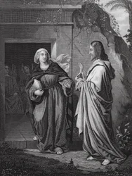 Christus erscheint Maria, Johannes, Kap. 20, V. 14 (Gravur)