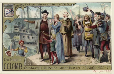 Christoph Kolumbus bricht zu seiner Reise in die Neue Welt auf, Palos, Spanien, 3. August 1492
