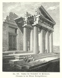 Bau der nordöstlichen Ecke des Parthenons, Athen, Antikes Griechenland (Gravur)