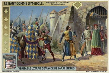 Kriegserklärung mit Hilfe eines Handschuhs, Mittelalter