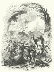 Niederlage der römischen Armee unter Sabinus und Cotta durch die Gallier, 54 v. Chr. (Stich)