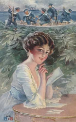 Mädchen schreibt an einen Matrosen