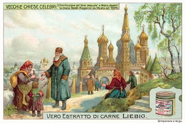 Ostergeldvergabe vor der Basilius-Kathedrale, Moskau
