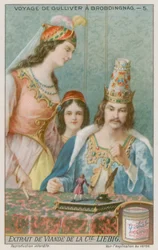 Gulliver diskutiert Politik mit dem König von Brobdingnag