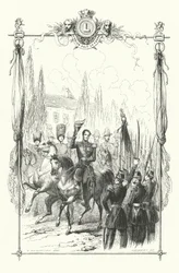 König Leopold I., der Herzog von Brabant und der Graf von Flandern bei einer Militärparade, Belgien