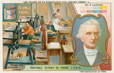 Herstellung einer Liebig-Chromolithographie