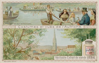 Bootsprozession auf dem Traunsee und Blick auf Linz