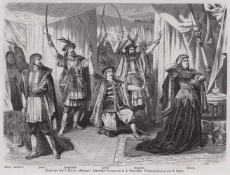 Szene aus dem dritten Akt des historischen Dramas Maryna von Salomon Hermann Mosenthal