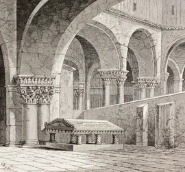 Grabmal Gottfrieds von Bouillon in der Grabeskirche, Jerusalem, um 1880