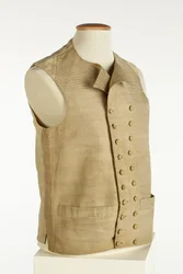 Weste aus gewebter Seide mit feinen goldenen, cremefarbenen und orangefarbenen Streifen, ca. 1780-90