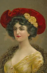 Frau mit edwardianischem Hut
