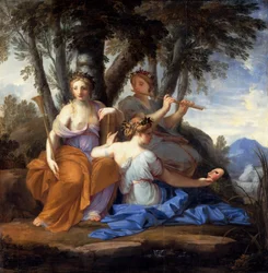 Die Musen Clio, Euterpe und Thalia