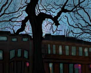 7. Straße in der Dämmerung