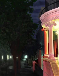 Ecke der Siebten Straße und Prospect Park West bei Nacht