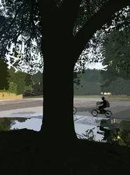 Radfahrer und Pfütze auf Brooklyn Straße