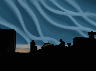 Mann auf Brooklyn Dach