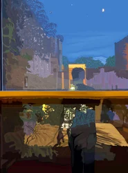 Mann im Schlafzimmerfenster bei Nacht reflektiert