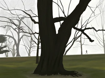 Baum und Jogger. Früher Morgen. Prospect Park