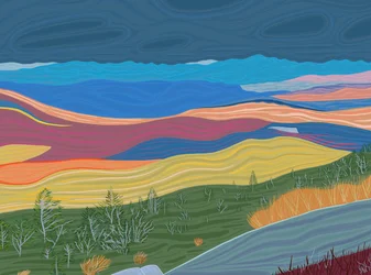 Blick auf die Catskill Mountains im Herbst