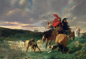 Merowinger greifen einen wilden Hund an