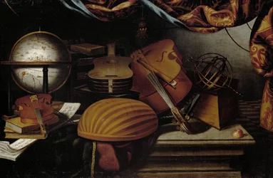 Stillleben mit Musikinstrumenten, Globus und Armillarsphäre, 17. Jahrhundert