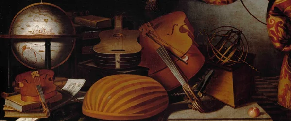 Stillleben mit Musikinstrumenten, Globus und Armillarsphäre (Detail)