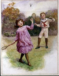 Eine Partie Federball