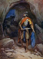 David schneidet Sauls Mantel