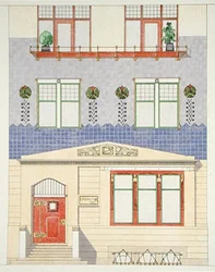 Entwurf für die Fassade eines deutschen Stadthauses, frühe 1900er Jahre, aus 