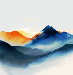 Schattierungen von ruhigen blauen Bergen
