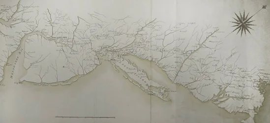 Allgemeine Karte der Lager und Märsche der Armee in Amerika auf Befehl von Rochambeau, Detail der rechten Seite, aus 