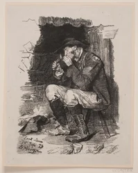 Ein Mann zündet seine Pfeife an