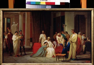Die Verkündung des Todesurteils des römischen Senators Publius Clodius Thrasea Paetus im Jahr 66 n. Chr.