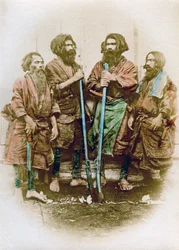 Gruppe von Ainu, Japan, 1882