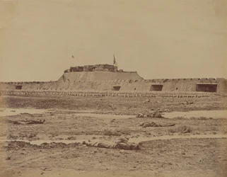 Rückseite des Nordforts nach seiner Eroberung, zeigt den Rückzug der chinesischen Armee, 21. August 1860