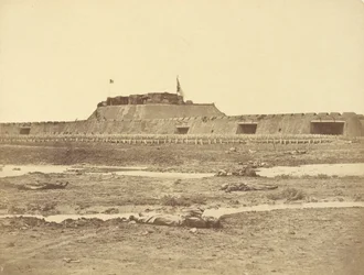 Rückseite des Nordforts nach seiner Eroberung, zeigt den Rückzug der chinesischen Armee