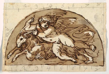 Steinbock, Lunette für die Decke der Sala Ottagonale, Palazzo Milzetti, Faenza