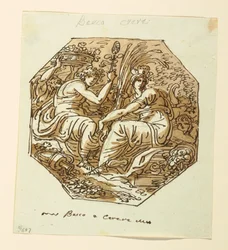 Zeichnung, Bacchus und Ceres