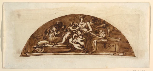 Lunette der Heiligen Familie mit St. Elisabeth und St. Joseph