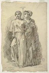 Melpomene, Muse der Tragödie und Clio, Muse der Geschichte
