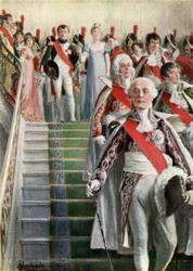 Napoleon und seine Suite auf dem Weg zur Messe