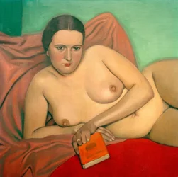 Nackte Frau mit einem Buch