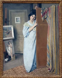 Frau Vallotton in einem Kleid