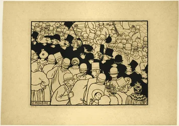 Parade durch die Straßen in einer Reihe