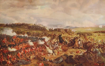 Angriff der französischen Kürassiere bei Waterloo, 1874, um 1915