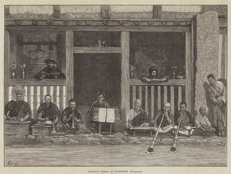 Buddhistische Priester in Darjeeling, Himalaya