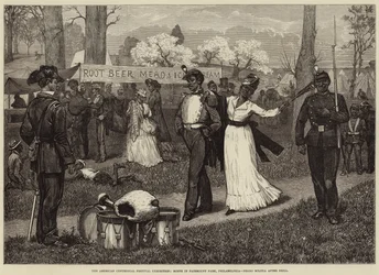 Das amerikanische Centennial Festival Ausstellung, Szene im Fairmount Park, Philadelphia, Negermiliz nach der Übung