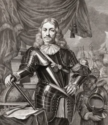 Cornelis Maartenszoon Tromp, nach einem Stich von Lambert Visscher nach einem Gemälde von Ferdinand Bol