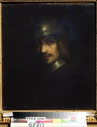 Porträt eines Mannes mit Helm