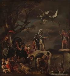 Die Friedensverhandlungen zwischen Claudius Civilis und Quintus Petillius Cerealis auf der zerstörten Brücke, 1658-62